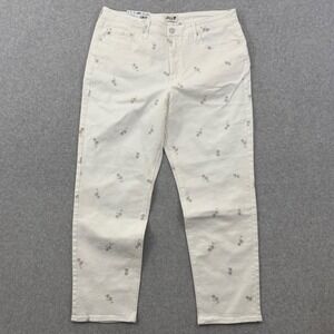 Seven7 90's Straight Jeans Women's 16 White Floral High Rise NWT sku 544 36x30